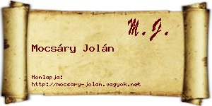 Mocsáry Jolán névjegykártya